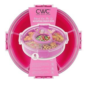 NEW- CWC -Cook With Color- On-The-Go Rotating Snack Box 6 Compartments-Hot Pink